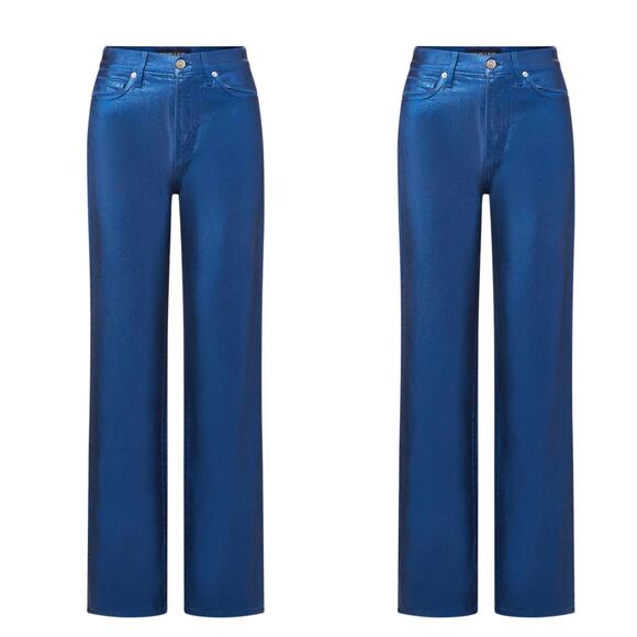 NWT Veronica Beard Women's Dylan Metallic Straight-Leg Jean True Navy NWT 368 24 - Picture 1 of 10